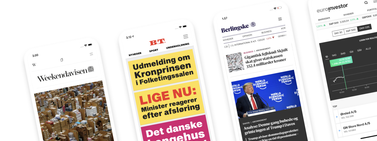 Berlingske, B.T., Euroinvestor og Weekendavisen – Fire apps. En løsning.